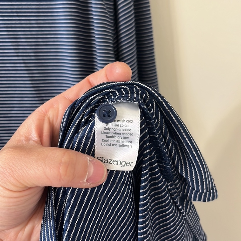 Slazenger Men’s Core Polo Striped Navy White Size XL - Picture 8 of 9